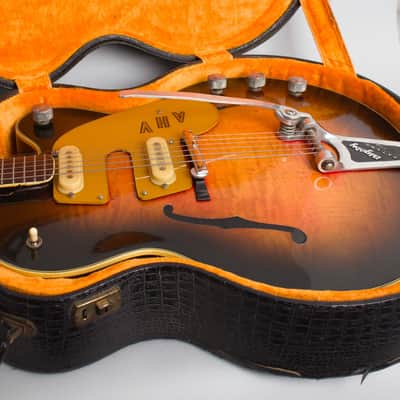 Mosrite  /Gretsch Country Gentleman Custom Thinline Hollow Body Electric Guitar,  c. 1959, period black hard shell case. image 12