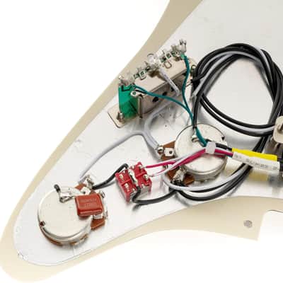 Pro-SE ST-HH-OMHA Pre-wired Pickguard with Alnico 5 Humbuckers Mini Toggle Switch for Strat Style Electric Guitar, 4Ply Aged White Pearl image 5