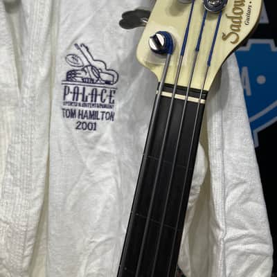 Tom Hamilton's Aerosmith, SIGNED Sadowsky NYC Pearl White Fretless 4-String Bass PLUS Tour Artifacts. (TH12) image 5