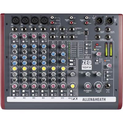 Allen & Heath ZED-10FX 10-Channel Mixer with Gator G-MIXERBAG-2118 Mixer Bag and Hosa STP-201 1/4" TRS to 1/4" TS Cable image 4