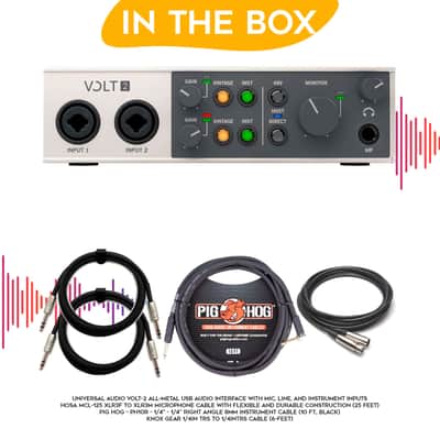Universal Audio VOLT-2 USB Audio Interface with XLR,Guitar and 1/4 in TRS Cables image 6