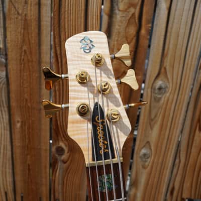 Spector USA NS-5XL - Curly/Flame Solid Wings Oil Finish Left-Handed 5-String Bass Guitar w/ Black Tolex Case (2023) image 12