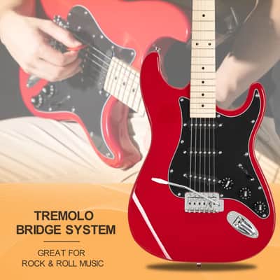 Glarry GST Electric Guitar Red w/ 20W Amplifier image 2