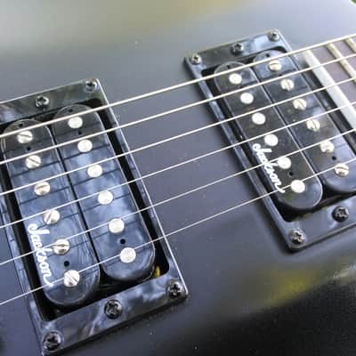 Jackson JS30 Super Strat Archtop 24 Jumbo Frets Sharktooth Inlay Dual Humbucker Tremolo Midel Vintage Style Big Block Strandard Trem Factory Original Satin Black image 11