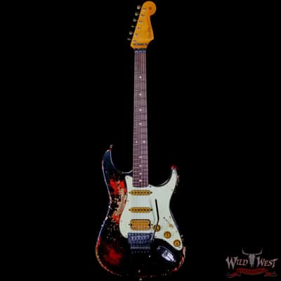 2026 Fender Custom Shop Black Lightning Stratocaster Floyd Rose HSS Rosewood Board Heavy Relic Candy Tangerine 8.05 lbs image 3