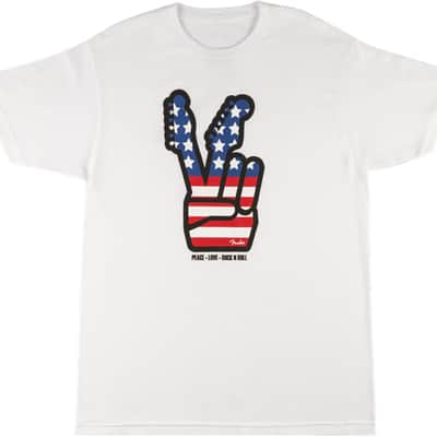 Fender Men’s Peace Sign T-Shirt, White, Medium image 1