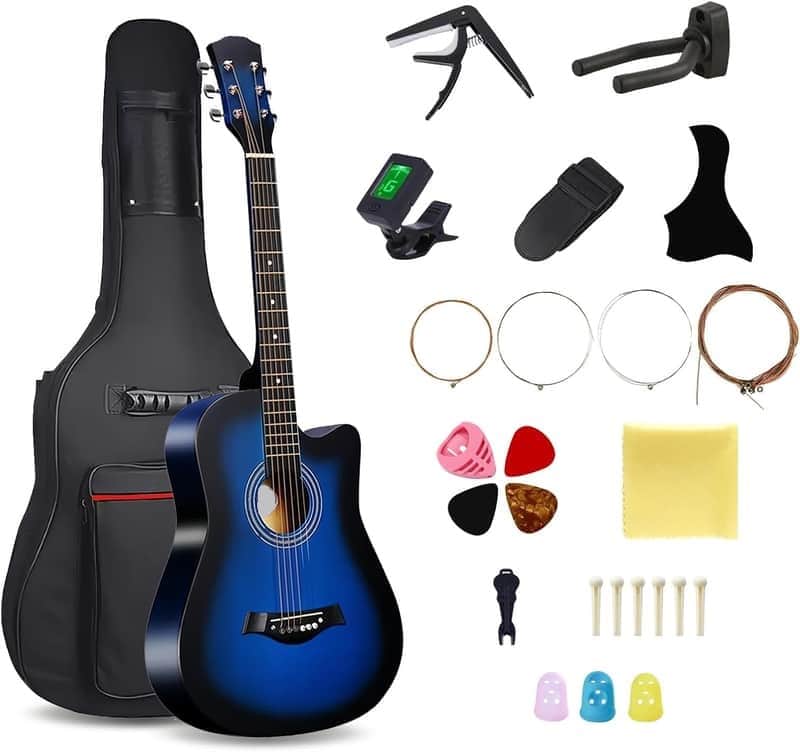 38inch Wood Acoustic Guitar for Adults, 6 Steel-String Acoustic Guitar With Bag and Elementary Tutorial of Folk Guitar for Beginners. image 1