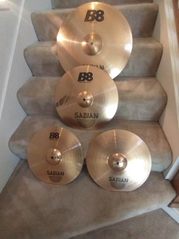 Sabian B8 cymbal set: ride crash & hi hats all clean! image 1