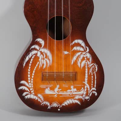 Vintage Harmony Silvertone Soprano Ukulele Palm Tree Stencil image 2