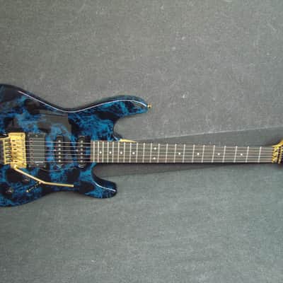 Shadow S-110 Blue/Black Swirl Finish Double Cutaway Electric Guitar W/Case image 12