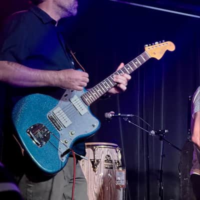 Jazzmaster Guitar 60s Style Handmade Lightweight P90 Custom Lake Placid Blue Rainbow Flake Nitro image 3