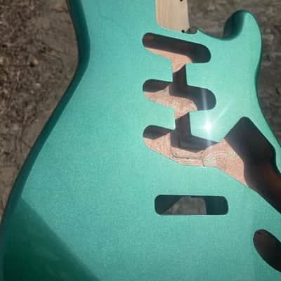 1 Alder wood Metallic green Strat Electric guitar body single single single image 1