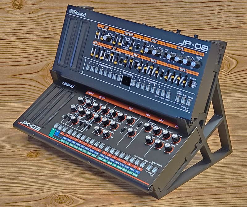 The Analog Source 2 Tier 3D Printed Desktop Mounting Stand For Roland Boutique Series JP-08 JU-06 JU-06A JX-03 JX-08 Synthesizers - USA Made image 1