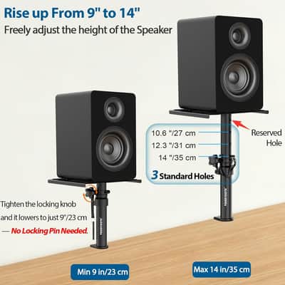 Desktop Clamp Speaker Stands | Height Adjustable Studio Monitor Mounts for Desk Setup image 2