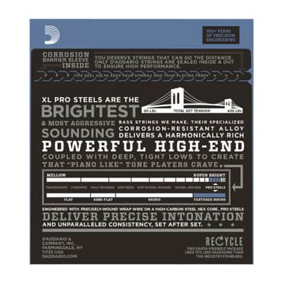 D'Addario Bass Strings Pro Steels 45-135 45-65-85-105-135, EPS165-5 - String Set for 5 String Bass Guitar image 2