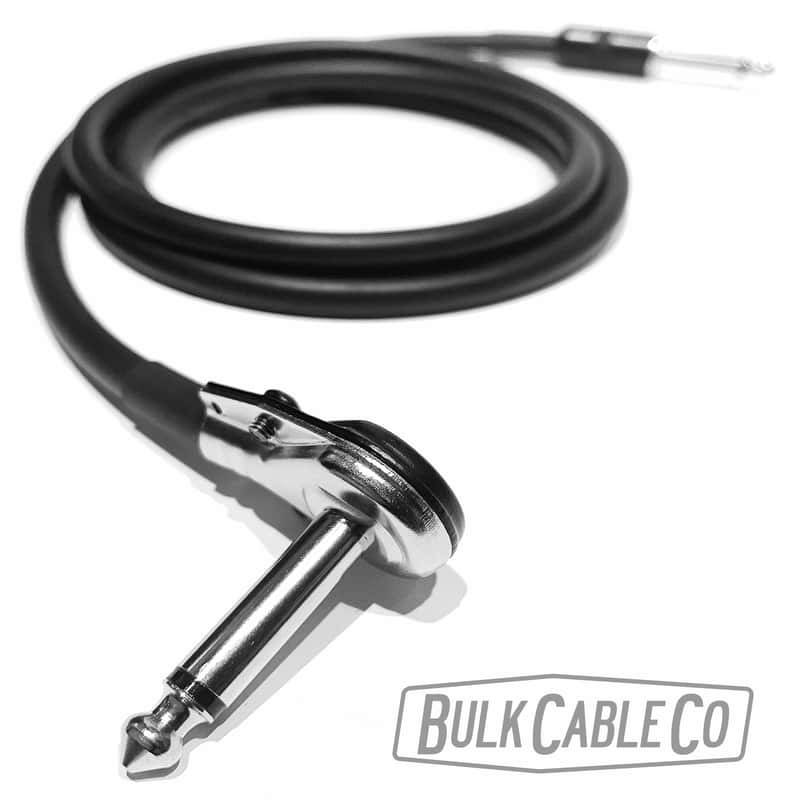 3 FT - Mogami 3082 Speaker Cable - Pancake Right Angle RA to Short Straight Stubby ST 1/4" Connectors - Black Housing / Silver Plug - Amp Head To Cabinet image 1