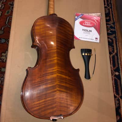 Brand new Intermediate Violin 3/4 Size Do-It-Yourself Kit(w/tailpiece, strings, bridge) French Polished image 1