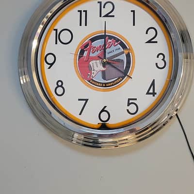 Fender Guitars Dealer Style Orange Neon Light Up Clock Killer Cool Man Cave/Garage/Bar Item Strat & Twin Reverb image 2