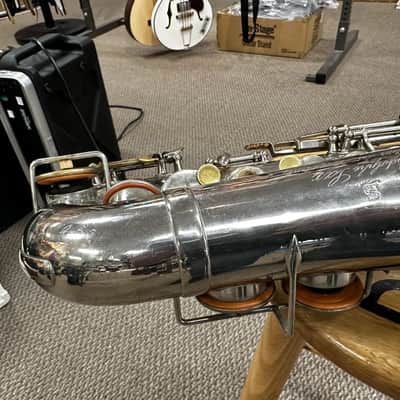 Early 1900's Pahme El Schultheis NYC 'Adolphe Sax' Silver Engraved Alto Saxophone image 9