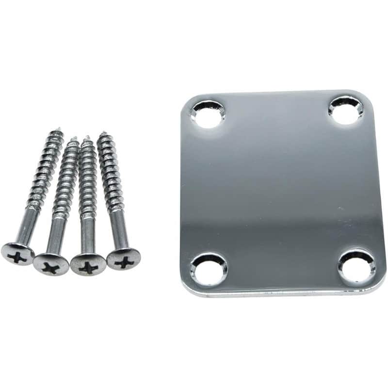 4-Bolt Electric Guitar Replacement Neckplate Bass Metal Neck Plate with Screws for FD Strat Tele or Basses Chrome image 1
