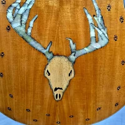 Blueberry Handmade Grand Concert Acoustic Guitar White-Tail Deer Motif image 5