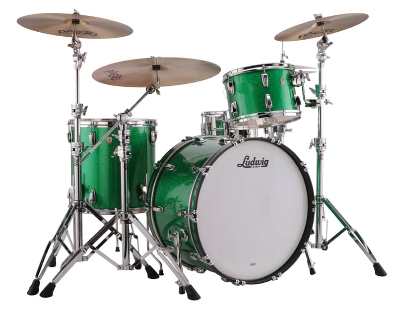 Ludwig *Pre-Order* Classic Maple Green Sparkle Custom Kit 20x16, 12x8, 13x9, 14x14, 16x16 Drums Shells Pack | Made in the USA | NEW | Special Order | Authorized Dealer image 1