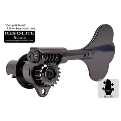 GOTOH GRL510C-12 Res-o-Lite Open Gear Bass Tuner Clover, Cosmo Black, 2L x 2R image 1