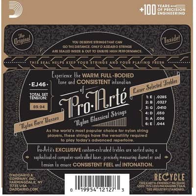 D'Addario EJ46 Pro-Arte Nylon Classical Guitar Strings, Hard Tension image 8