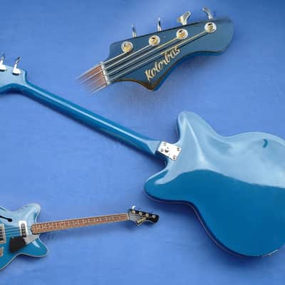 Jolana KolorBass Vintage E-Bass 1968 Thinline Hollow Bass-Guitar Blue 4 String Selten Kolor Bass image 3