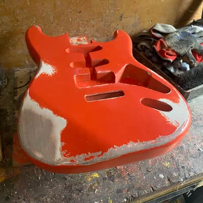 Stratocaster Body, Nitro paint, Fiesta red relic, 100% handcrafted in Italy image 7