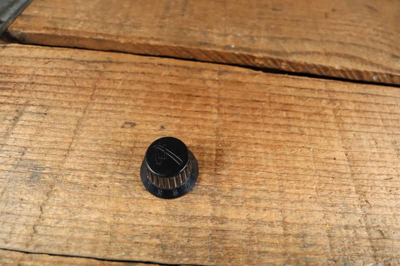 (1) Fender HM Strat Guitar "F" Logo Knob Black Japan Stratocaster Ribbed Volume Speed Tone image 1