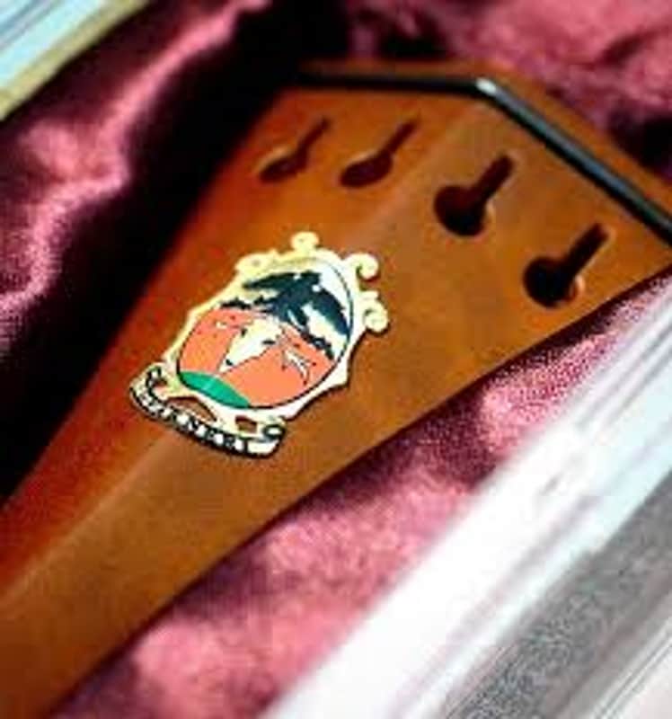 Hill Model Guarneri Crest Boxwood Tailpiece with Gold-Enamel image 1