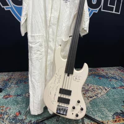 Tom Hamilton's Aerosmith, SIGNED Sadowsky NYC Pearl White Fretless 4-String Bass PLUS Tour Artifacts. (TH12) image 1
