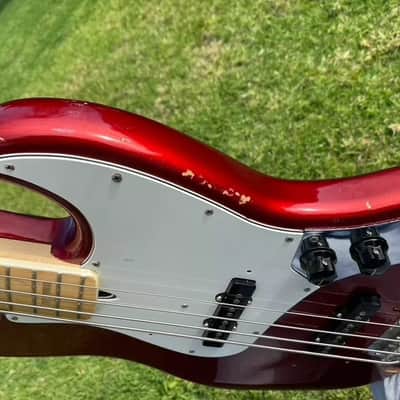 1974 Fender Jazz Bass Candy Apple Red with Maple Neck w/ Original Case 8.7 lbs image 6