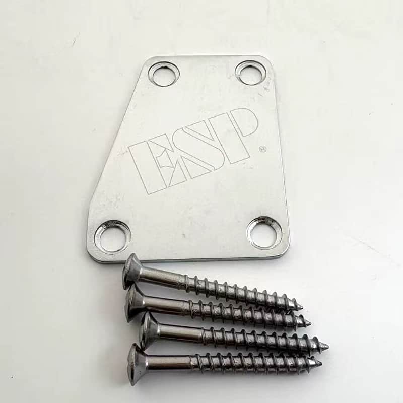 Chrome ESP LTD Guitar Neck Plate with Screws image 1