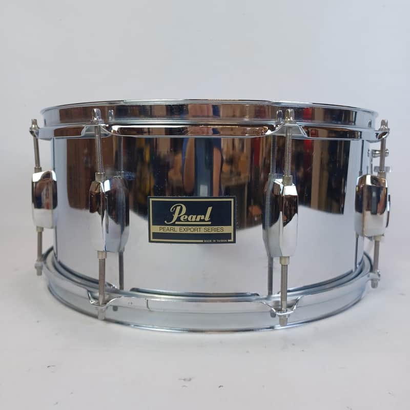 Pearl 6.5x14" Export Series Steel Snare Drum Vintage 90s Chrome Plated 8-Lug image 1