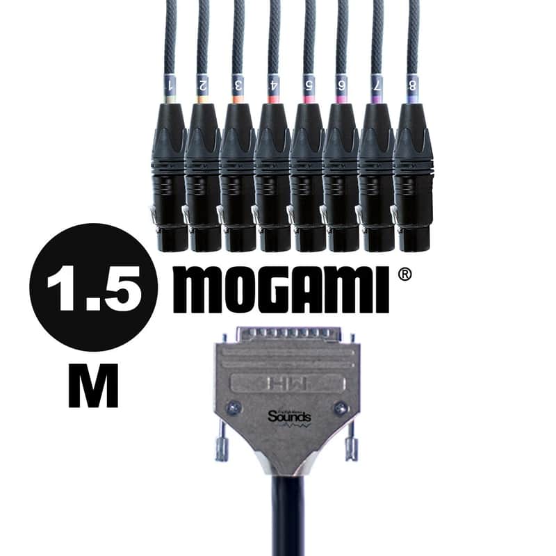 Mogami Multicore DB25 D-Sub Analog Tascam Loom Black to Neutrik NC3FXX XLR Female 1.5 Meter Long image 1