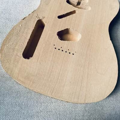 Left Handed Unfinished Basswood Guitar Telecaster Tele Style Body, String Through Bridge image 7