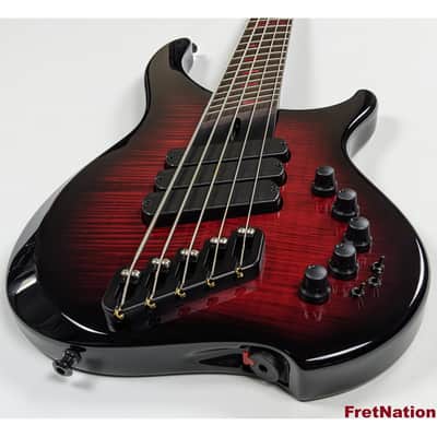 Dingwall AB1 Afterburner 1 RedBurst 5-String Multi-Scale Fanned Fret Bass Flame Maple Darkglass image 6