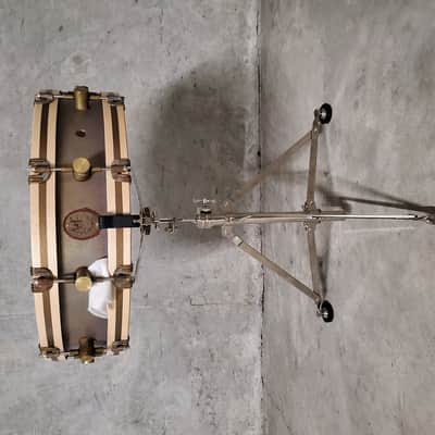 A&F Drum Co. Gunshot Snare 2021 Raw Brass With Wood Hoops image 1