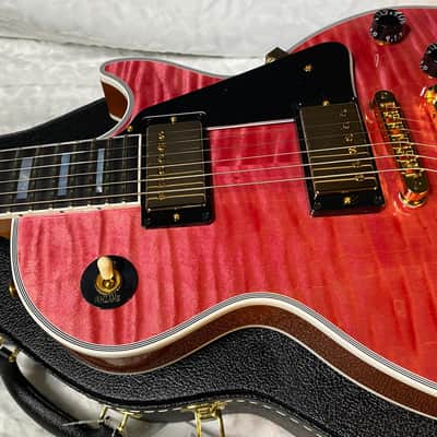 NEW! Gibson Dealer Select Custom Shop Les Paul Custom AAA Figured Top - Transparent Pink - Authorized Dealer - WOW! 8.8 lbs - G05750 image 9