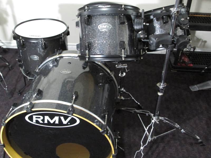 RMV. Drum Kit. In Titanium Silver Sparkle finish, Bapeva hard wood shells. image 1