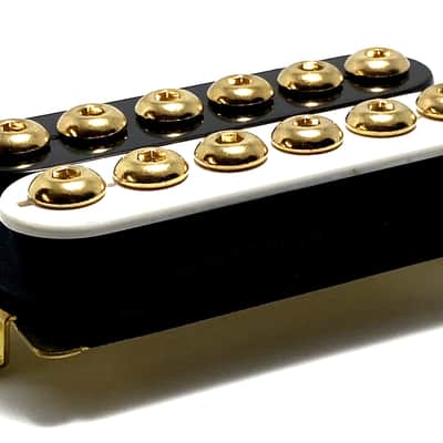 Dragonfire Zebra Crusader Bridge Position Dedicated Humbucker ~ White Black Zebra Style "B" with Gold Hex Poles image 3