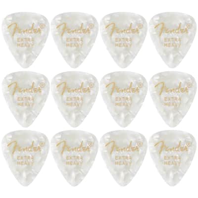 Fender Premium Celluloid 351 Shape Guitar Picks, Extra Heavy, White Moto, 12-Pack image 4