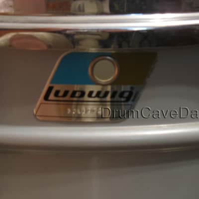 VINTAGE EARLY 1980s LUDWIG LM404 5X14" BLUE & OLIVE BADGE ACROLITE SNARE DRUM, DEMO VIDEO, ALL OEM! image 7
