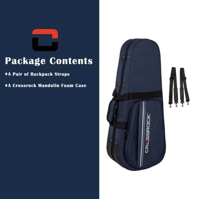 Crossrock Mandolin Foam Case for A & F Style | Lightweight Blue Gig Bag with Plush Interior & Storage (CRP300MAFBL) image 3
