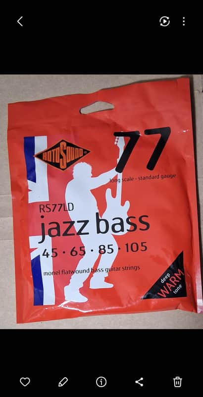 Rotosound RS77LD Jazz Bass 77 Monel Flatwound Electric Bass Strings - Standard (45 - 105) 2020s - Standard image 1