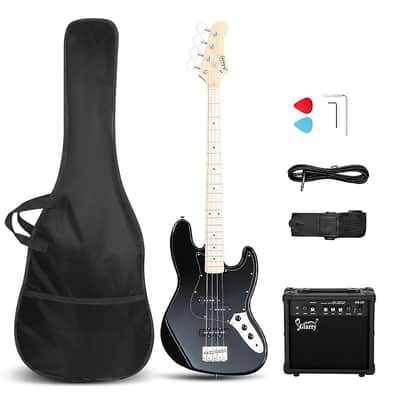 Glarry GJazz Electric Bass Guitar  Black /20W Amplifier image 8