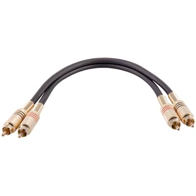 Premium Black 1 Foot Dual RCA Male to Dual RCA Male Audio Patch Cable image 2