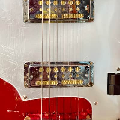 Zenon Teisco TRE-100 1962-64 electric gold foil pickups vibrato Red black burst image 7